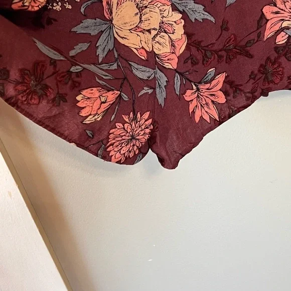 Urban Outfitters Kimchi Blue Burgundy Floral Skort Romper size 4 - Picture 7 of 9